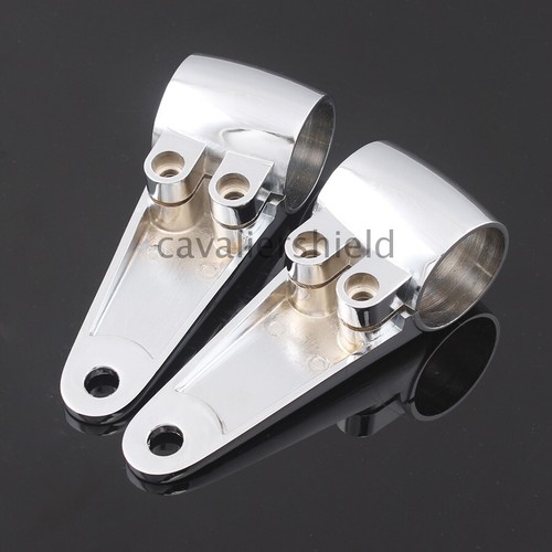 35/39/41 mm Soporte de montaje de faros de motocicleta Horquilla Oreja Cromo Café Racer Personalizado - Imagen 9 de 12