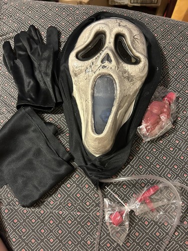 Scream Maske Handschuhe und Schärpe Herz Kostüm - Bild 6 von 7