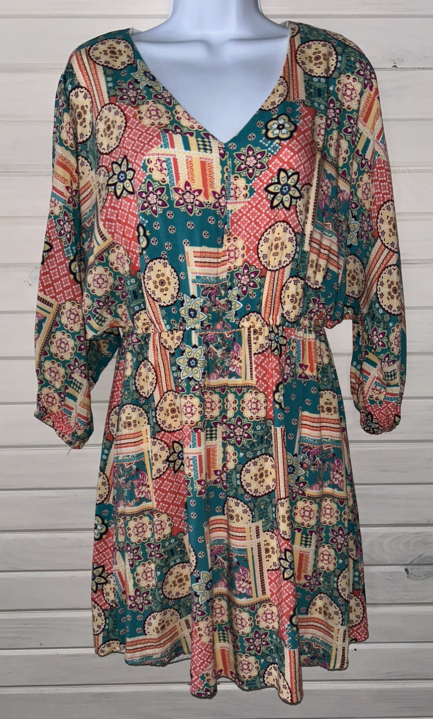 Savanna Jane Sz MEDIUM Patchwork Print Dress Dolm… - image 2