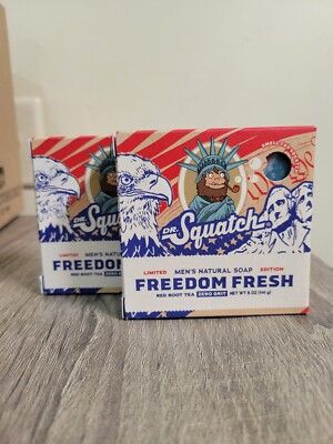 NEW 2 PACK DR. SQUATCH FREEDOM FRESH MEN'S NATURAL SOAP/LIMITED EDITION