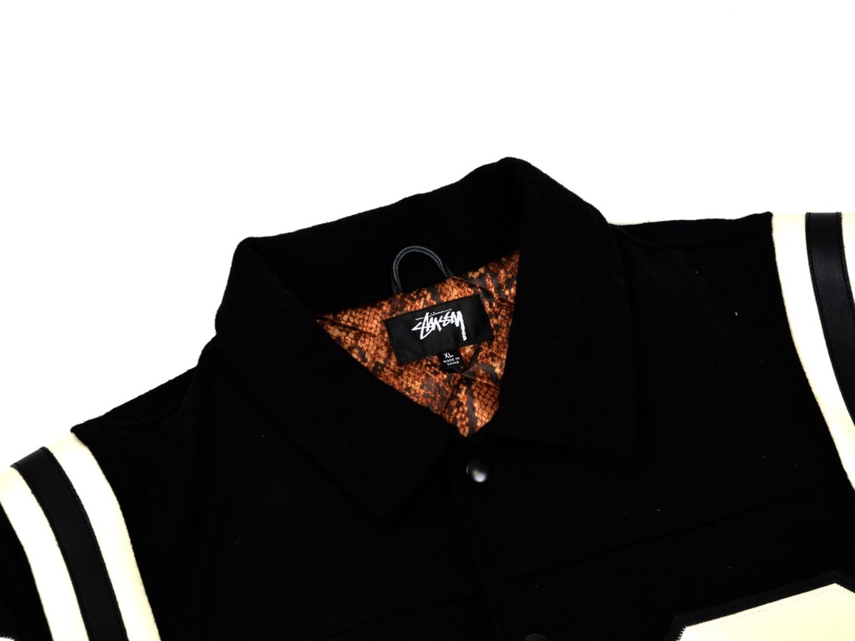 Stussy 80 Wool Varsity Jacket - Size XLarge - Black - Brand Stussy 80 Wool Varsity Jacket - Size XLarge - Black - Brand