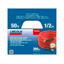 Lincoln 72N1250 Industrial 50 Ft, 1/2 In. Premium Nitrile Rubber Air/Water Hose