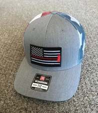 Fire Fighter Thin Red Line US Flag Hat SnapBack Mesh Cap Handcrafted in Florida