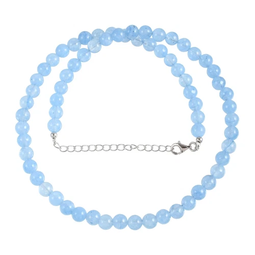 Natural 6mm Aquamarine Plain Round Beads Chain 18" Strand Handmade Necklace - Picture 7 of 7