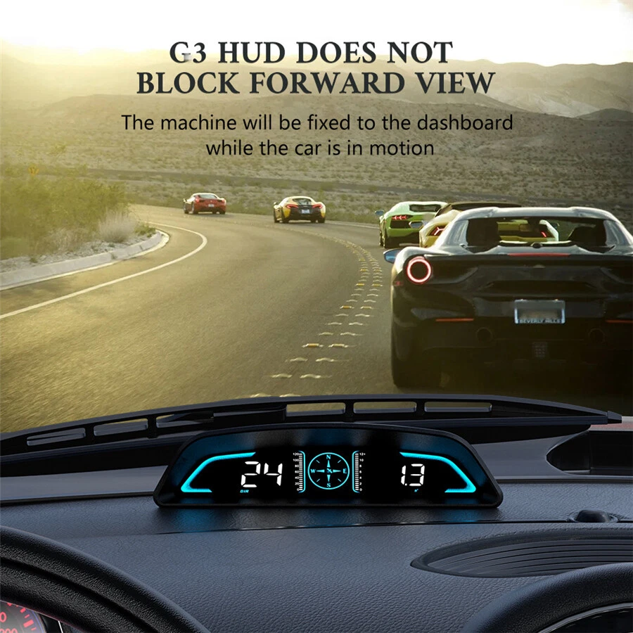 Velocímetro digital para carro head up display GPS alarme de aviso de excesso de velocidade medidor HUD  - Imagem 3 de 4