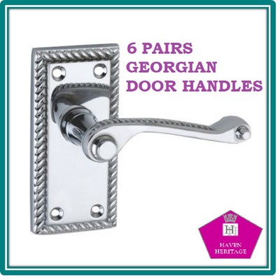8 Chrome Silver Internal Door Handle Sets GEORGIAN Door Handle ROPE Design D27