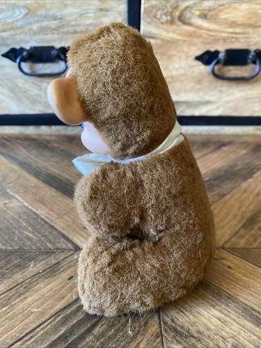 Vintage Knickerbocker Plush Pouting Bear Rubber Face - 6” - Picture 3 of 9