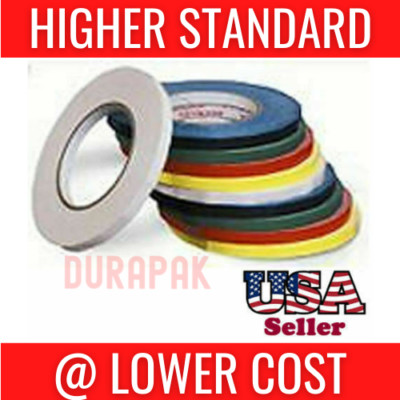 6 Rolls 3/8'' 180 Yard Produce Poly Bag Sealer Tape All Colors Red Green Blue etc