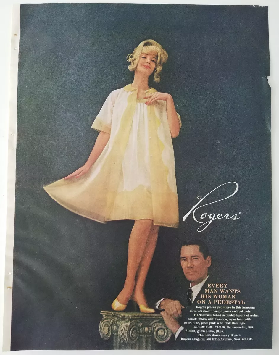 1960 Rogers women s yellow lingerie peignoir gown robe color vintage ad