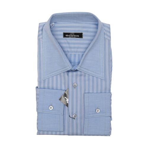 Luxus Gerlin Shirt Blau Alumo Soyella Baumwolle 16 - 41 9F Bijan - Bild 1 von 3