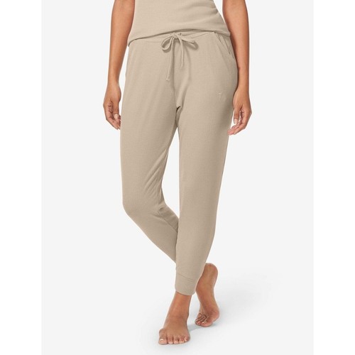 Tommy John Womens S Brown Drawstring Ribbed Zen Joggers Lounge Pants Pockets