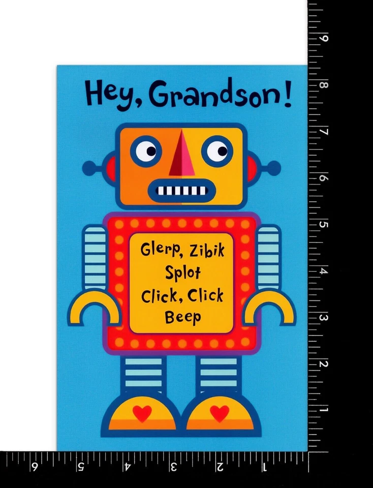 Cute VALENTINE's DAY Card FOR GRANDSON, Fun Robot Talk by American Greetings +✉ - Image 3 of 4
