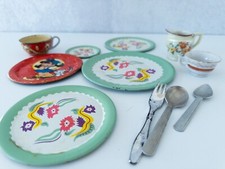 Vintage Assort Child's Dishes, Metal Ohio Art, Made in Japan Porcelain