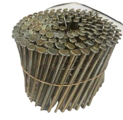 SOLENT PRODUCTS 3.1 x 90mm Wire Collated Flat Wound Galv Ring Coil Nails - 1 box of 4,000