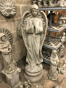 Large Angel Statue With Plinth Garden Or Home Concrete Stone Ornaments Sculpture Large Angel Statue With Plinth Garden, Large Outdoor Stone Angel Statues