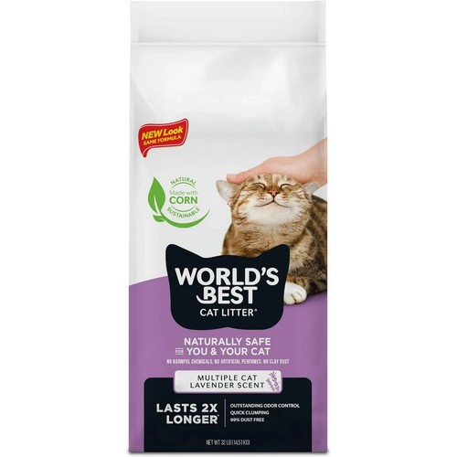 World's Best Cat Litter Multiple Cat Lavender Litter | Flushable | 99% Dust Free