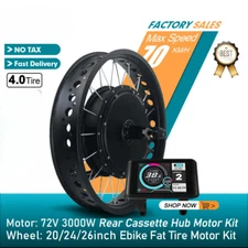 72V 3000W 20/24/26in Snow Fat Electric Bike Conversion Kit Rear Wheel Hub Motor