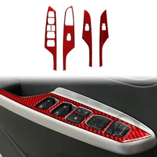 4Pcs Red Carbon Fiber Window Lift Switch Panel Cover For Hyundai Kona N 2018-23