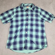 True Grit Shirt Mens Extra Large Blue Plaid Western Button Up Short Sleeve