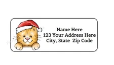 30 CHRISTMAS KITTY CAT PERSONALIZED RETURN ADDRESS LABELS 1 in X 2.625 in