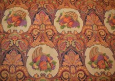 2005 CRANSTON THANKSGIVING CORNUCOPIA METALLIC AUTUMN FABRIC 4 YD 32 IN