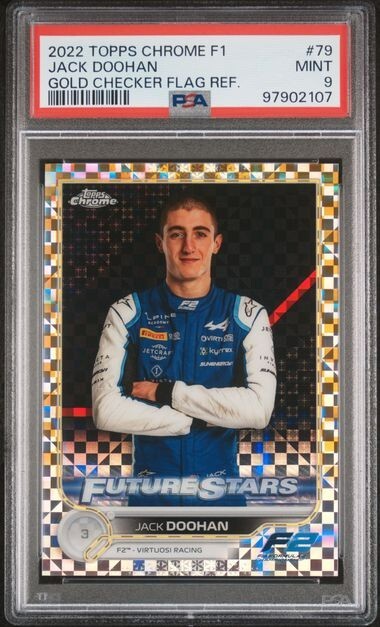 2022 Topps Chrome Formula 1 Jack Doohan /50 PSA 9 Gold Checker Flg Refractor #79