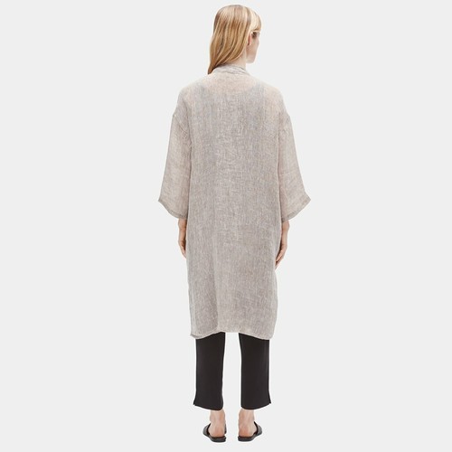 NWT Eileen Fisher Natural Organic Linen Gauze 3/4 Sleeve Hi Low Jacket Sz M - Picture 3 of 8