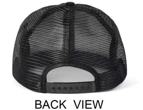 Black Trucker Hat Brand New - Black Mesh Black Foam Mesh Cap Adjustable Snapback - Picture 2 of 2