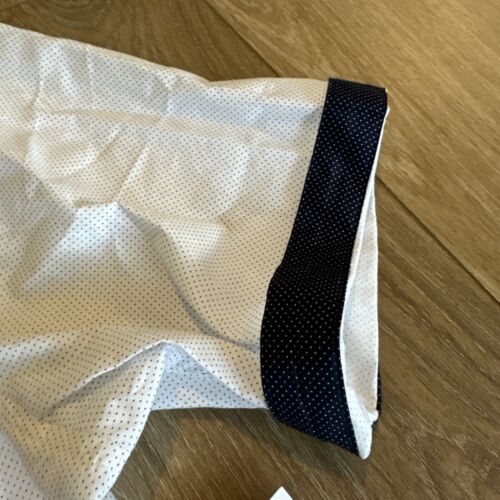Campia Tucked Or Untucked Short Sleeve Dress Shirt White Small Polka Dot XL - Picture 4 of 7
