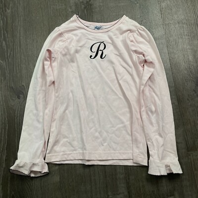 Bailey Boys Girls T-Shirt Light Pink Long Sleeve Script ' R ' Embroidery Size 10