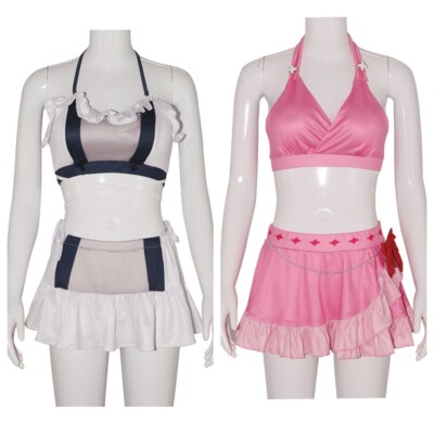 Final Fantasy VII Cosplay Aerith Gainsborough Pink Swimsuit Tifa Lockhart Outfit