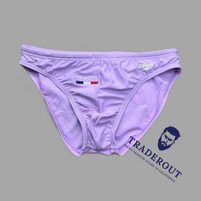 H.E.Arts Custom Embroidery France Logo men SPEEDO purple swim brief swimsuit