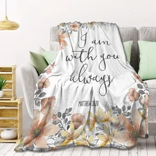 Bible Verse - I Am with You Always Fleece Throw Blanket Lightweight Super Sof...