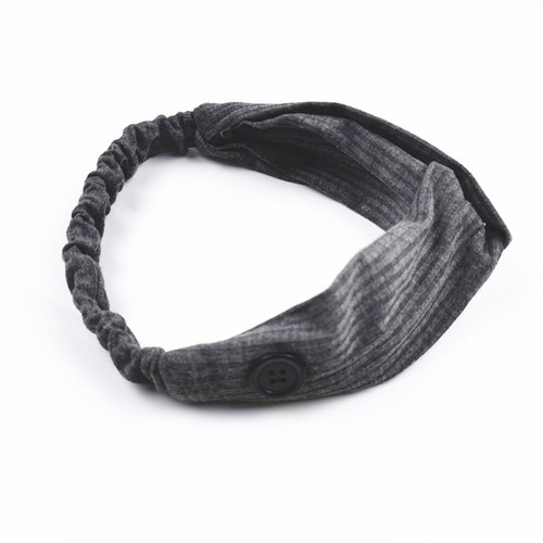 Frauen Sport breites Stirnband Stretch Haarband Head Wrap mit Knopf für Gesichtsmaske - Bild 5 von 17