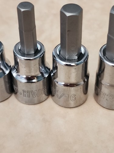Husky Hex Socket Set 3/8" Drive 4 Pc Piece Bit Allen Key Metric MM 5/16 HW5 HW6 - Picture 4 of 5