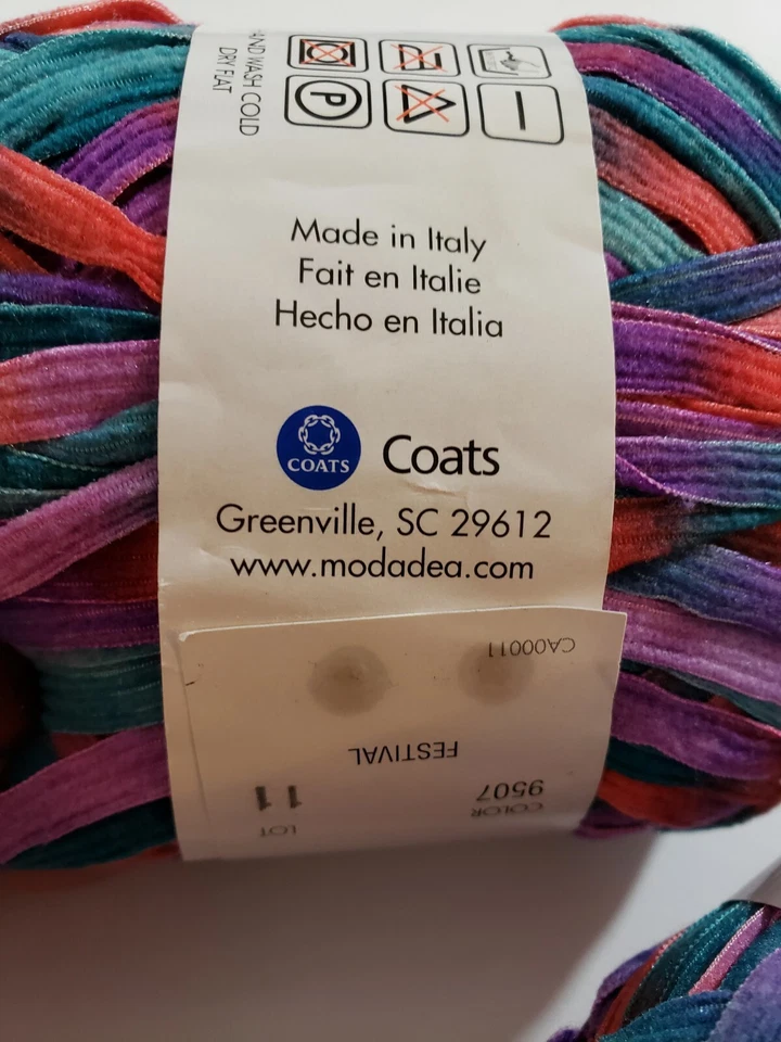 Moda-Dea Ticker Tape Lot of 2 Skeins 100% Nylon Multi Color Festival - Image 4 of 4