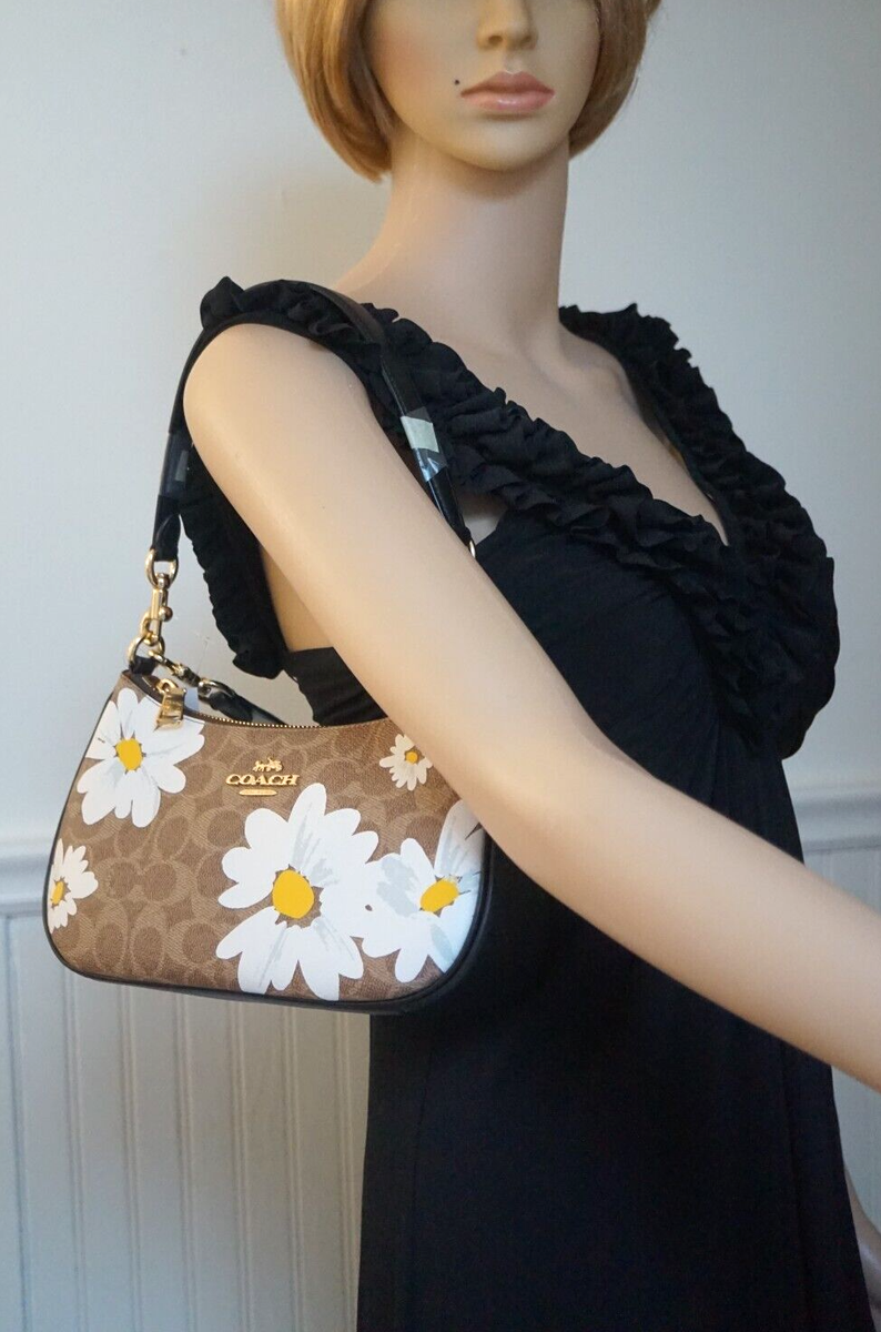 NWT COACH TERI Shoulder X-body Bag Floral Print CZ586 TAN MULTI