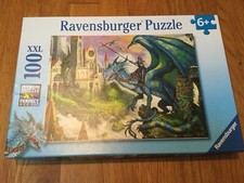 Ravensburger Dragon Rider Complete Jigsaw Puzzle 100 XXL Castle Fantasy, Ages 6 