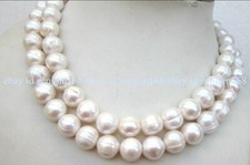 REAL NATURAL HUGE 32" 11-12MM WHITE BAROQUE FRESHWATER PEARL NECKLACE