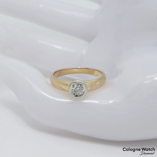Ring Solitärring mit ca. 0,25ct I-IF Brillant in 585/14K Weiß-/Gelbgold Gr. 56 - Bild 3 von 6