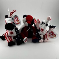 TY Beanie Babies - Patriotic Bundle - RIGHTY, LEFTY,  PATRIOT 2000 - MWMT