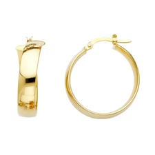 Ioka - 14K Gold 6mm Thickness Hoop Hinged Earrings