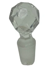 Vintage Antique Glass Bottle Stopper Diamond Pattern Decanter Perfume Topper