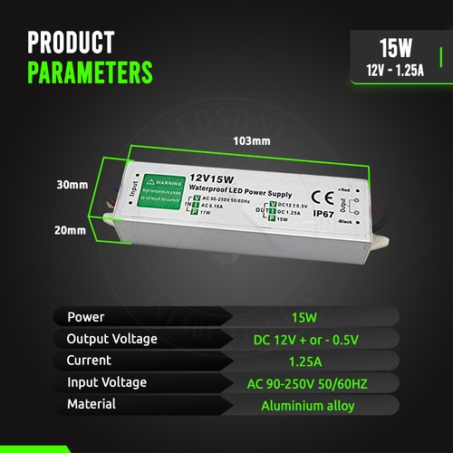 Wasserdicht DC 12V Trafo Netzteil LED Transformator Treiber Schaltnetzteil IP67 - Bild 44 von 46