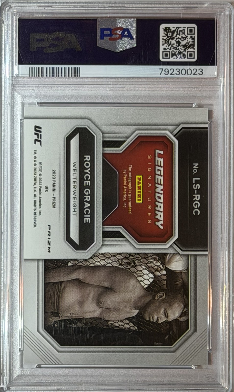 2023 Prism UFC Royce Gracie Legendary Sig-Under Card PSA GEM MT10 - Autographed view 2