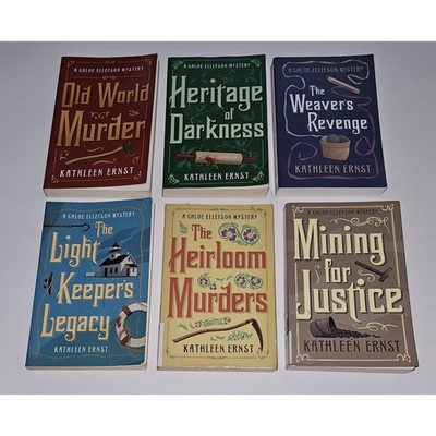 6 Chloe Ellefson Mystery Book Lot Kathleen Ernst Murder 1 2 3 4 8 11 (ex-lib)