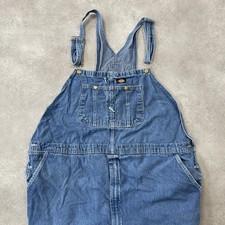 Dickies Overalls Men's 50" Vintage Workwear Relaxed Fit Denim Dungarees, Blue