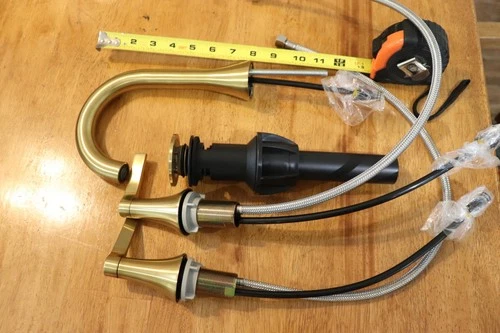 9“ Gold Bathroom Faucet set 3 Holes w/Drain