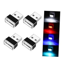 4 PCS USB LED Car Interior Atmosphere Lamp, Portable White Blue Red Ice Blue