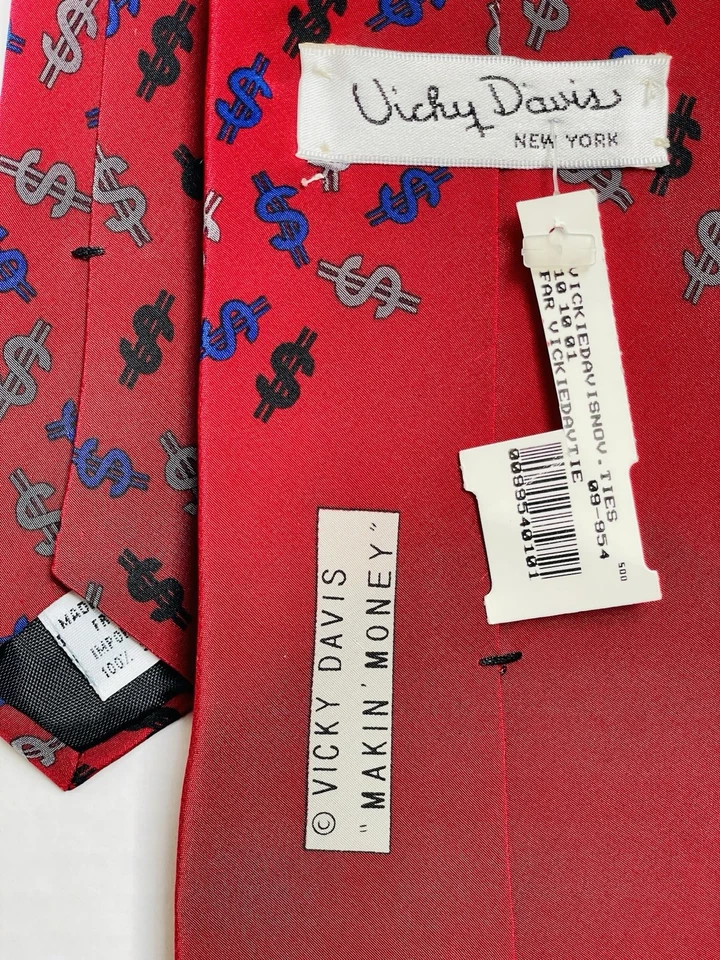 Corbata Vicky Davis Makin’ Money 100 % seda nueva con etiquetas hecha en EE. UU. Foto 3 de 4